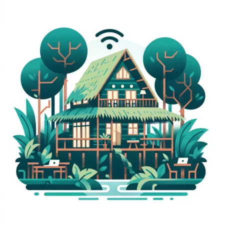 Penginapan di Tengah Hutan Tropis dengan Koneksi Internet Stabil
